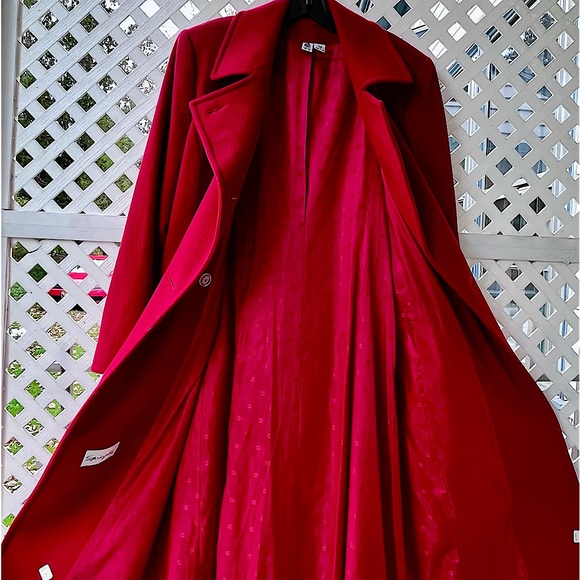 Red Wool Maxi Coat Vintage Spiegel - Picture 2 of 13